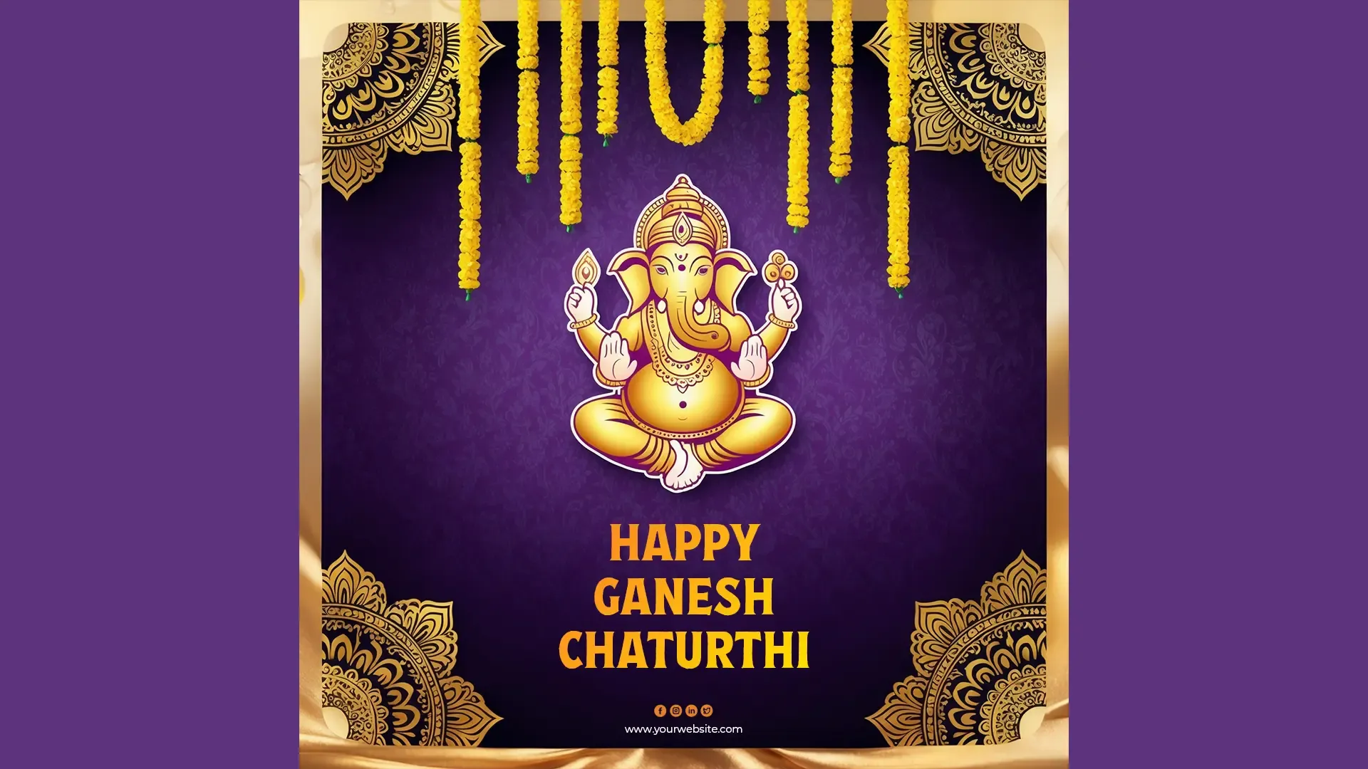 Luxurious Ganesh Chaturthi Instagram Post with Purple and Gold Design